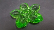 Piękny świecznik kwiat zielone szkło artystyczne