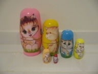 DREWNIANE MATRIOSZKI KOT KOTYM KOTKI