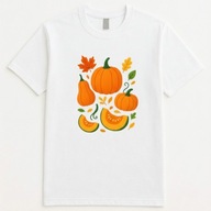 Koszulka dziecięca biała t-shirt 146 wiek 10 lat dynia jesień liście