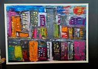 Światła Miasta obraz akryl na płótnie 75x55 - autor BrodKa