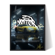 Plakat Toyota Supra w ramce 30x40 cm obraz auta na prezent neonowa