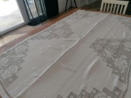 ANTYK LNIANY OBRUS KILIM NARZUTA ZASŁONA KOŁKOWE WSTAWKI RÓŻE 122x176 nr.40