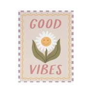 Plakat „Good Vibes” – Uroczy Plakat Retro z Kwiatem