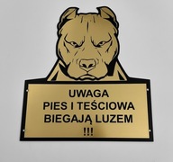 Tabliczka uwaga pies amstaff Srebrna, złota duży wybór wzorów