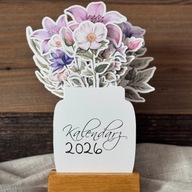 Kalendarz 2026 biurkowy - bukiet kwiatowy - oryginalny prezent handmade