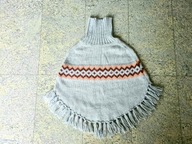 H&M PONCZO sweter poncho szare 134-152 frędzle