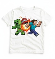 Koszulka dziecięca t-shirt Minecraft TNT Cleeper biała 134 wiek 8-9 lat