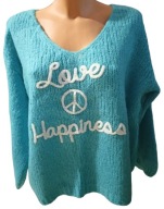 Sweter damski większy z napisem niebieski r. uniwersalny