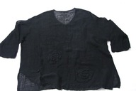 5 SULU Tunika Styl Oversize Cienki Len Minimalizm z Różami XXL