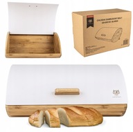 DUŻY CHLEBAK POJEMNIK NA PIECZYWO CHLEB BUŁKI STALOWY BIAŁY STAL+DREWNO