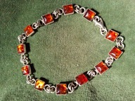 Srebrna bransoletka z bursztynami Ag. 925