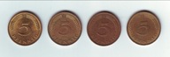 Niemcy 5 Pfennig 1980 D,F,G,J