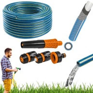 WĄŻ OGRODOWY GUMOWY ROZCIĄGLIWY 30 METRÓW ZRASZACZ ZŁĄCZKI ZESTAW