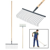 GRABIE METALOWE MOCNE OGRODOWE DO LIŚCI Z TRZONKIEM KOTARBAU 42x150CM