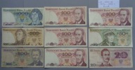 Zestaw banknotów z okresu PRL-u 20 - 1 000 zł z lat 1982 - 1988 r. 9 szt
