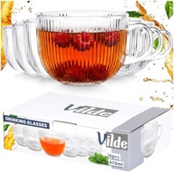 12x Szklanki DO KAWY HERBATY picia napojów ryflowane zestaw szklanek 470 ml