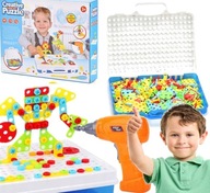 KLOCKI KONSTRUKCYJNE + WKRĘTARKA NA BATERIE ZESTAW ŚRUBKI MONTAŻ 218EL.