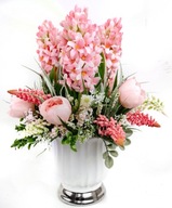 Wiosenna kompozycja kwiatowa hiacynty stroik na wiosnę flowerbox