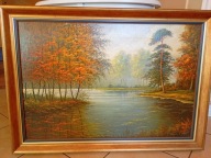 Obraz olejny, pejzaż, E. Janus 1988