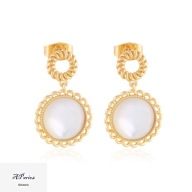 Eap18007 Kolczyki złocone masa perłowa kółeczka