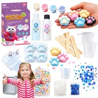 ZESTAW DO ROBIENIA GNIOTKÓW KOCIA PSIA ŁAPKA SQUISHY ŻEL OZDOBY FORMY FARBY