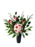 Bukiet Cmentarz Do Wazonu Kula Różana Kalie Czerwień