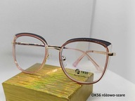 OK56 Okulary zerówki z filtrem blue light;Róż-szar