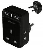 Adapter wtyczki brytyjskiej na europejską 2xUSB A 1xUSB-C 20W PRZEJŚCIÓWKA