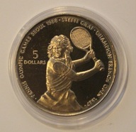 STEFFI GRAF - LEGENDA TENISA - 5 $ DOLARÓW 1987 NIUE - CERTYFIKAT, ŁADNA