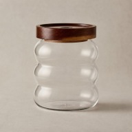 Szklany pojemnik 550 ml z pokrywką z drewna akacjowego, słoik hermetyczny
