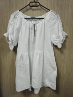 Bluzka biała muślin, bawełna falbany Uni Italy !!!