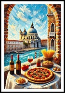 A2 PLAKAT DO KUCHNI JADALNI RESTAURACJI WŁOCHY PIZZA WINO MAKARON