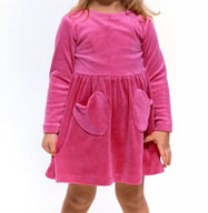 WELUROWA SUKIENKA DLA DZIEWCZYNKI NA DŁUGI RĘKAW CIEPŁA RÓŻOWA 104 4 LATA