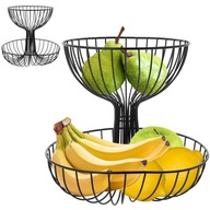 KOSZYK PATERA NA OWOCE WARZYWA METALOWY KOSZ CZARNY 2 POZIOMY LOFT
