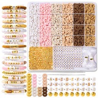 Zestaw koralików do bransoletek i biżuterii DIY 7200 el. literki organizer