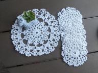 Komplet szydełkowy szydełkowe serwetki serwetka misterne rękodzieło1+6