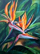 Piękny obraz "Rajskie ptaki" akryl na płótnie