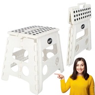 TABORET PODEST KRZESŁO 32CM ANTYPOŚLIZGOWY STOŁEK SKŁADANY DO 150KG BIAŁY