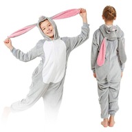 KRÓLIK CIEPŁA PIŻAMA DLA DZIECI ROZPINANA ŚMIESZNA ONESIE KIGURUMI 134-140