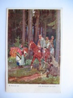 W. KOSSAK SZŁA DZIEWCZYNA PO LESIE UŁANI przedwojenna POCZTÓWKA