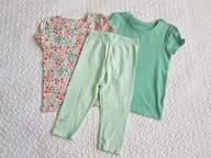 Cool Club 2 bluzki zielona w kwiatki nowe i legginsy roz 128
