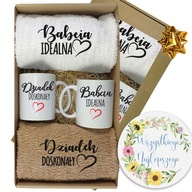 ZESTAW PREZENTOWY DZIEŃ BABCI DZIADKA RĘCZNIKI Z HAFTEM KUBKI UPOMINEK BOX