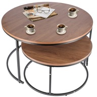 STOLIK kawowy OKRĄGŁY BRĄZOWY duży ława stół ZESTAW salon