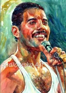 Freddie Mercury Live Aid - akwarela Fine Art | Ręcznie malowany oryginał