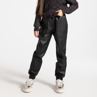 "Skórzane" spodnie CoccodriIIo 134 szeroka nogawka z ekoskóry markowe (327)