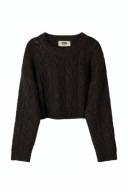 Stradivarius STR Teen brązowy sweter ażurowy crop warkoczowy L