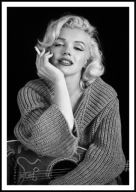 A2 PLAKAT MARILYN MONROE Z GITARĄ I PAPIEROSEM BIAŁO CZARNY FILM KULTOWY