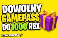 Roblox Dowolny Gamepass / Gift do 1000 Robux - Dowolna gra Blox Fruit