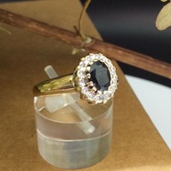 PIERSCIONEK Z SZAFIREM I BRYLANTAMI OKAZJA rozmiar 14