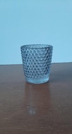 Szklany świecznik szary na tealight z wypukłymi kuleczkami bubbles